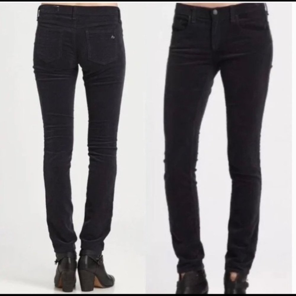 Rag & Bone High Rise Black Skinny Corduroy pants jeans sz 24 EUC